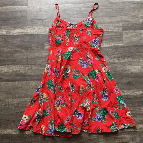 NEW Old Navy Red/Orange Hawaiian Dress - Picture 2 of 7